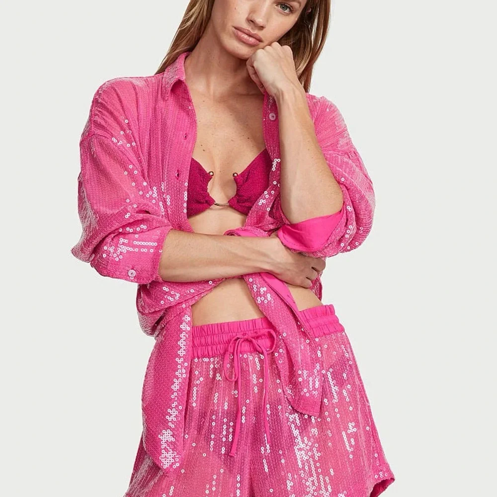 Victoria's Secret Hot Pink Sequin Swim Coverup - Picture 2 of 7